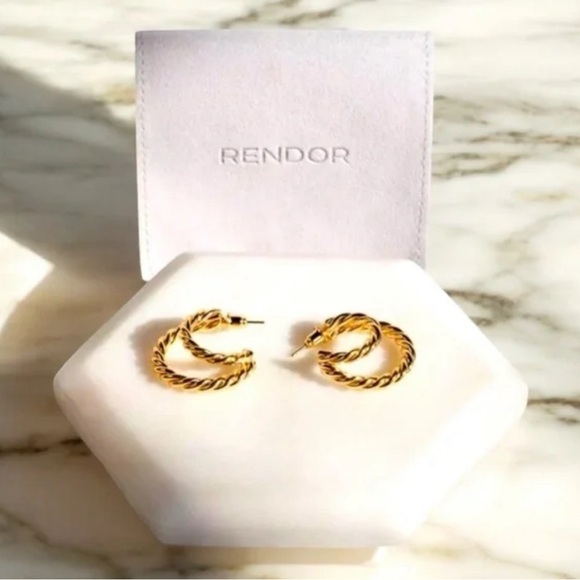 Curateur Rachel Zoe Rendor Yellow Gold Double Hoop - Picture 1 of 4